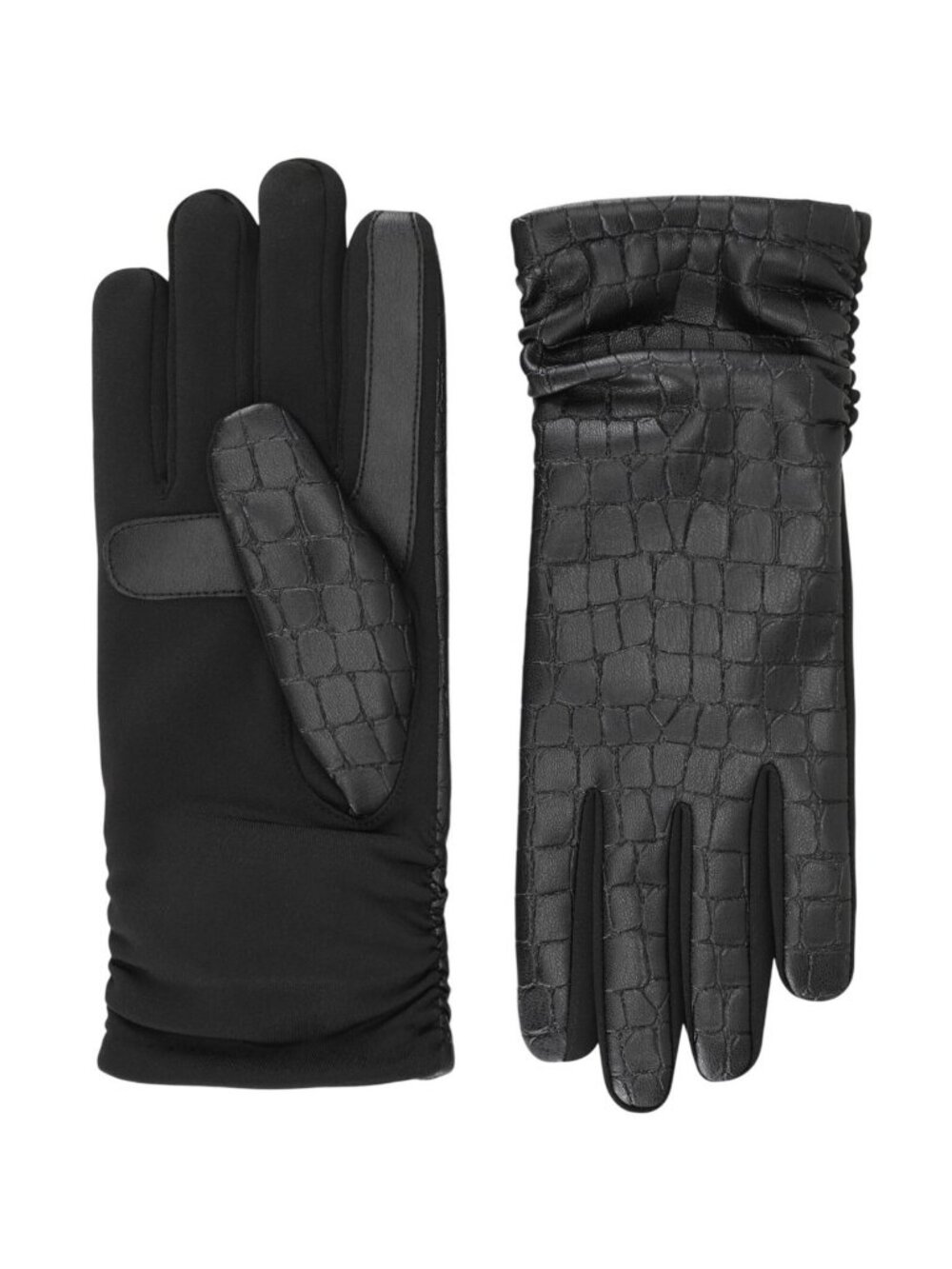 NWT Isotoner Signature Womens Leather Gloves Stretch 557M1 Black S/M